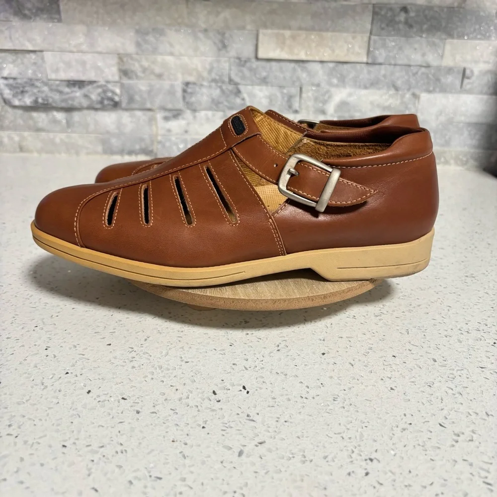 Bally Men's Palaso Brown Tan Leather Fisherman Sandals Shoes Made in Italy 7.5